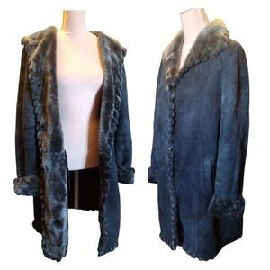 VTG Frederick Gelb Black Fur Shearling Leather Penny Lane Coat *Fits like Lrg